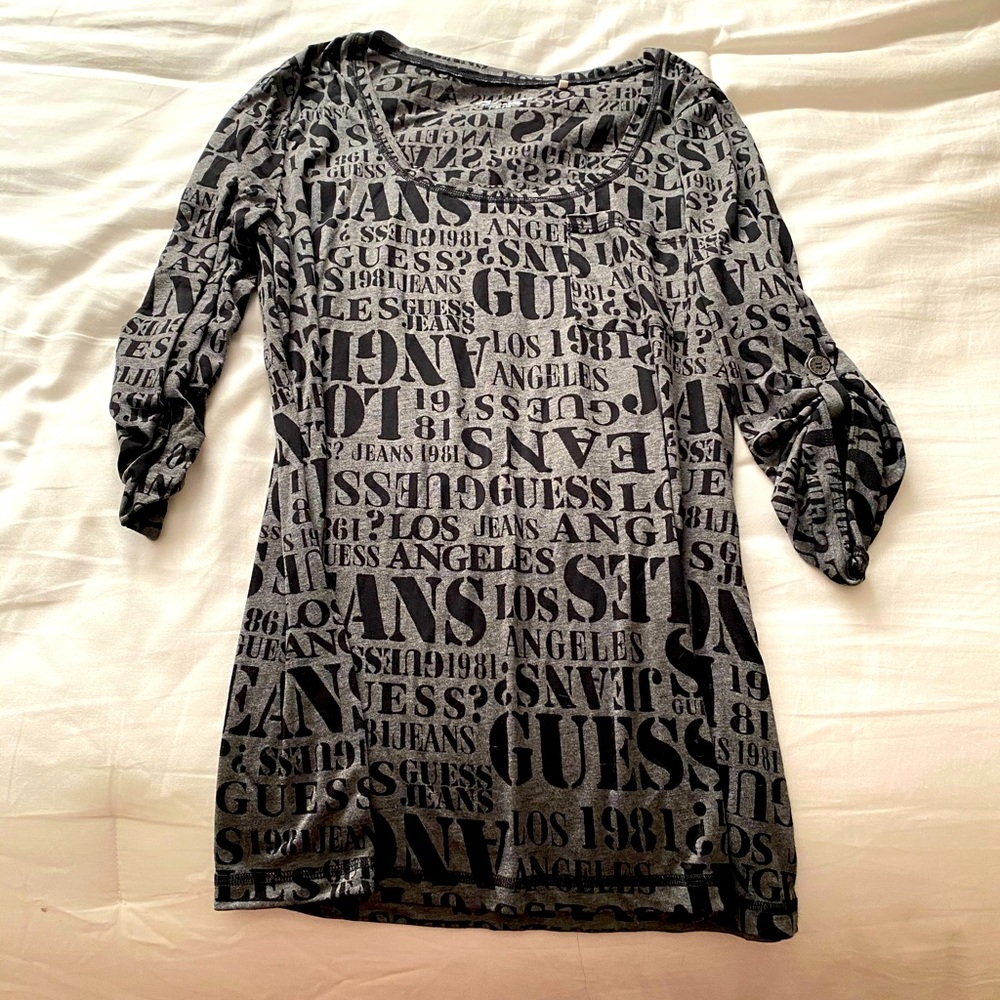 Guess Jeans half sleeve black logo top